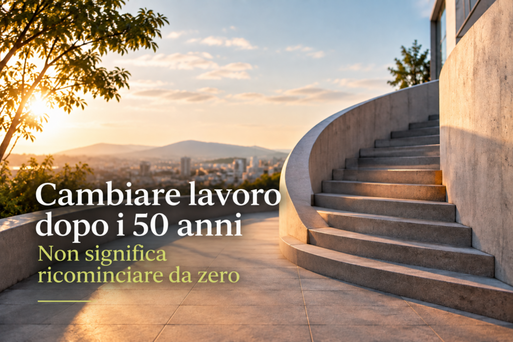 Percorso che rappresenta il cambiare lavoro dopo i 50 anni e scegliere una nuova direzione professionale