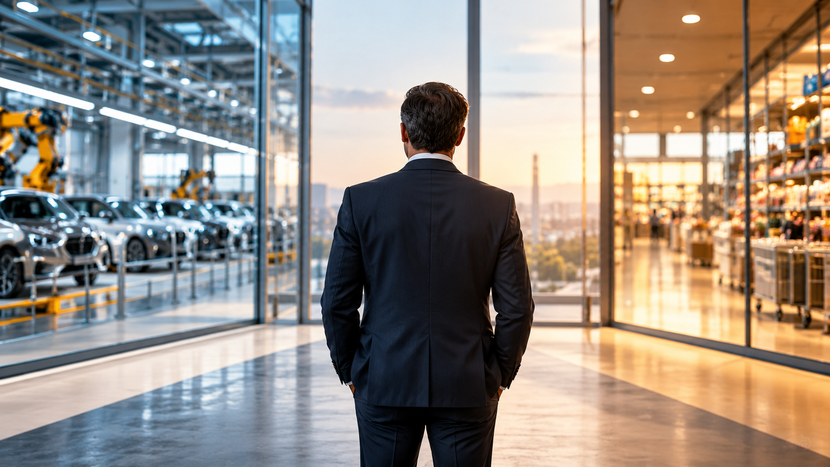 Manager di spalle tra il settore automotive e la grande distribuzione, simbolo di una scelta professionale